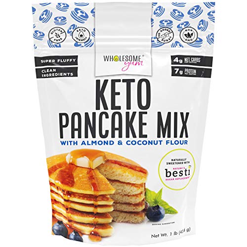 Wholesome Yum Keto Pancake Mix - Fluffy Low Carb Blanched Almond Flour Pancake Mix - Non Gmo, Gluten-Free, Grain-Free, Natural Ingredients (16 Oz / 1 Lb) #TOP22