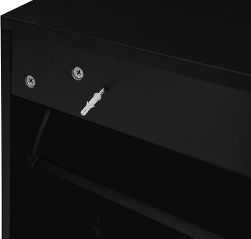 Miniatura 7 de ZeHuoGe Zapatero de ratán natural con 3 cajones abatibles, armario de almacenamiento estrecho negro con patas de metal para tacones, zapatillas,