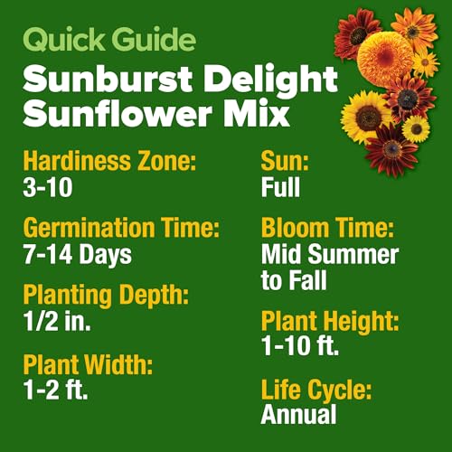 Image of HOME GROWN Sunflower Seeds Mix Pack 1,500+ 9 Colorful Varieties of Sun Flower Seeds to Plant - 2-10ft Tall Plants, Pollinator Friendly, Easy to Grow, High Germination