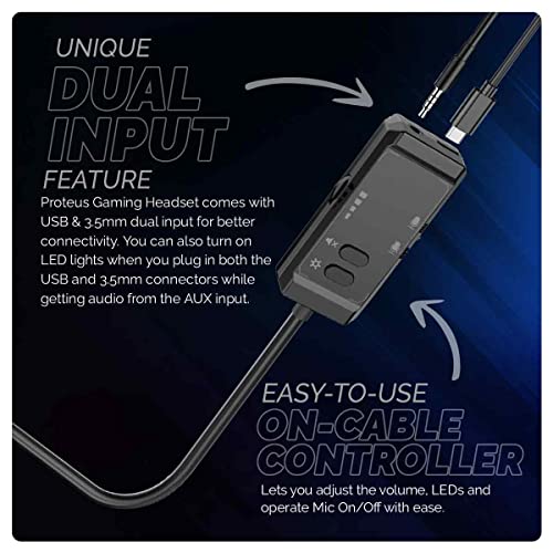 Cosmic Byte Proteus Headset Dual Input USB and 3.5mm, 7.1 Surround Sound, RGB LED, ENC Microphone, Memory Foam Earcushions, Windows Software (Black) - Image 5