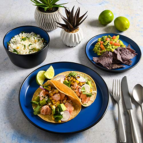 Image of Gibson Home Sofia Coupe Stoneware Dinnerware Set, Service for 4 (12pcs), Matte Blue