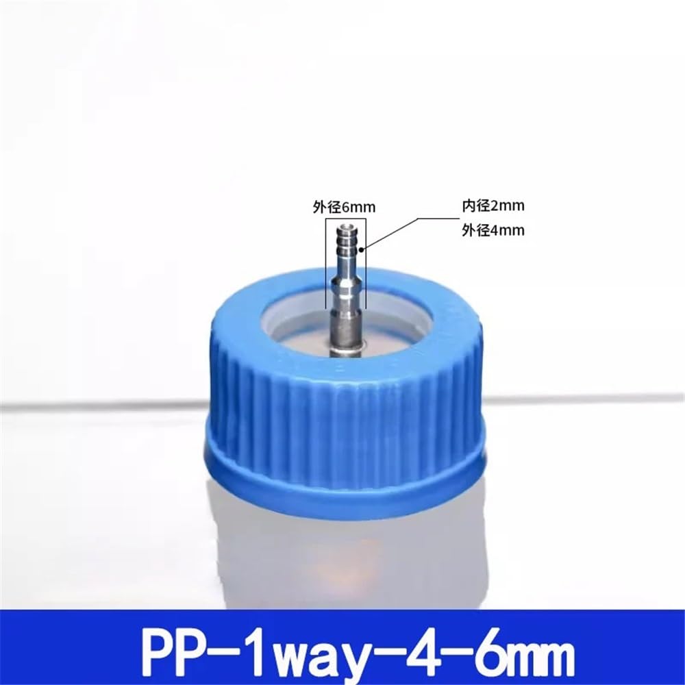 Instrumentos y Equipos de Laboratorio Botella de reactivo con tapa azul, de seda transparente GL45, con boca de rosca, de acero inoxidable for laboratorio.(PP-4way-4-6mm)