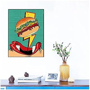 Canvas Schilderij Hd Gedrukt Hamburger Posters Modulaire Wall Art Pictures Fast Food Shop Modern Kunstwerk Home Decor (40x50cm) Frameloze