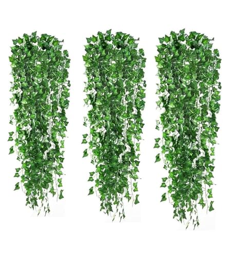 Guirnaldas de Hiedra Artificial, 6 Piezas Hiedra Artificial Enredaderas Artificiales, 2.2m Plantas Colgantes Hiedra Verde Artificial, Hojas de Hiedra Guirnalda para Bodas, decoración de Paredes