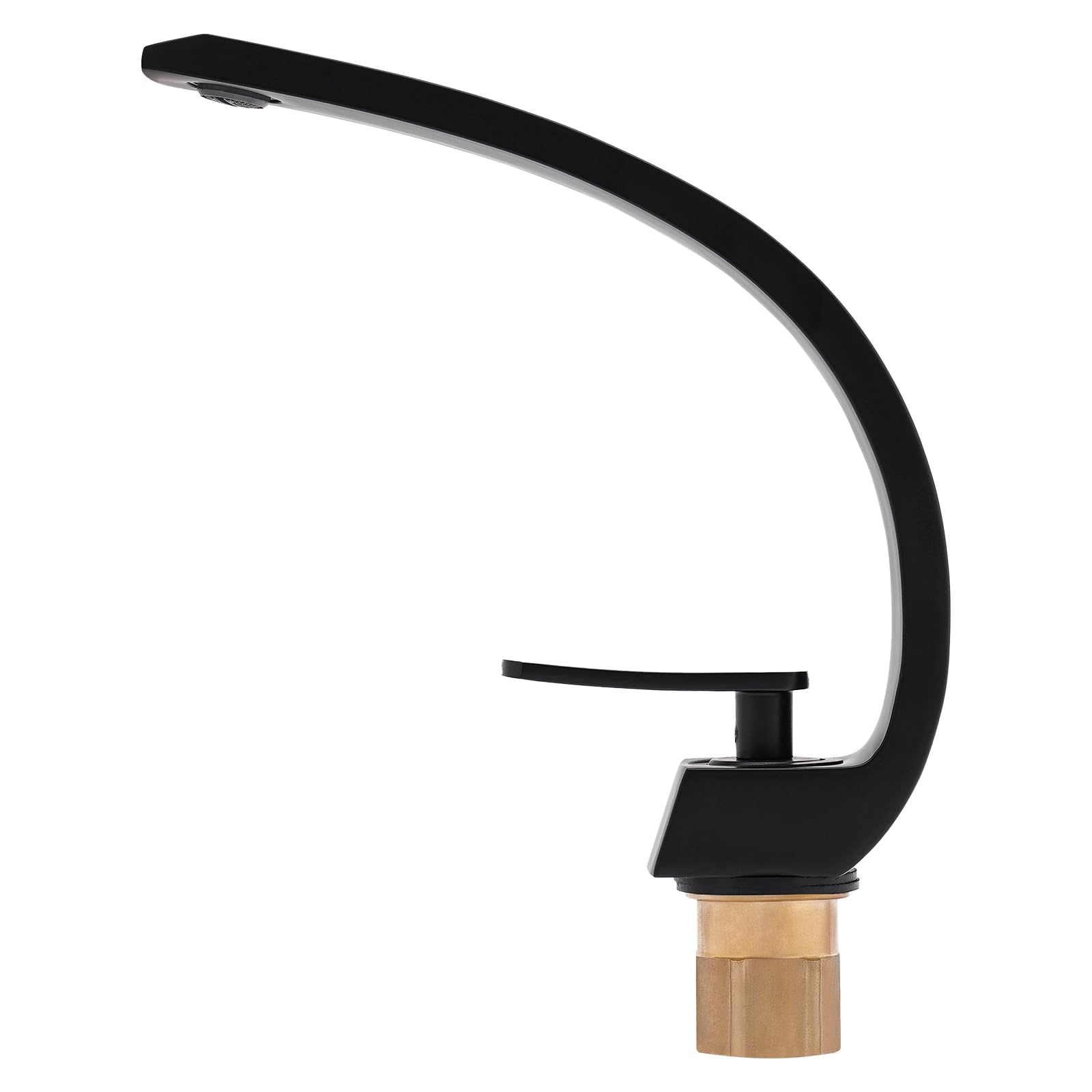 Robinet de salle de bain cascade mitigeur de lavabo noir, haut robinet de lavabo cascade, mitigeur monocommande en céramique mitigeur de lavabo pour salle de bain