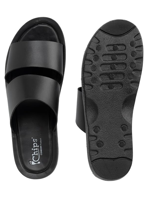 Image of Chips Men's BLACK Lightweight Slip-on Sandal Casual (ND44)