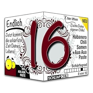 Schlump-Chili⎥Endlich 16 – das witzige scharfe Geburtstagsgeschenk für Jungen und Mädchen. Eine originelle Geschenkidee…