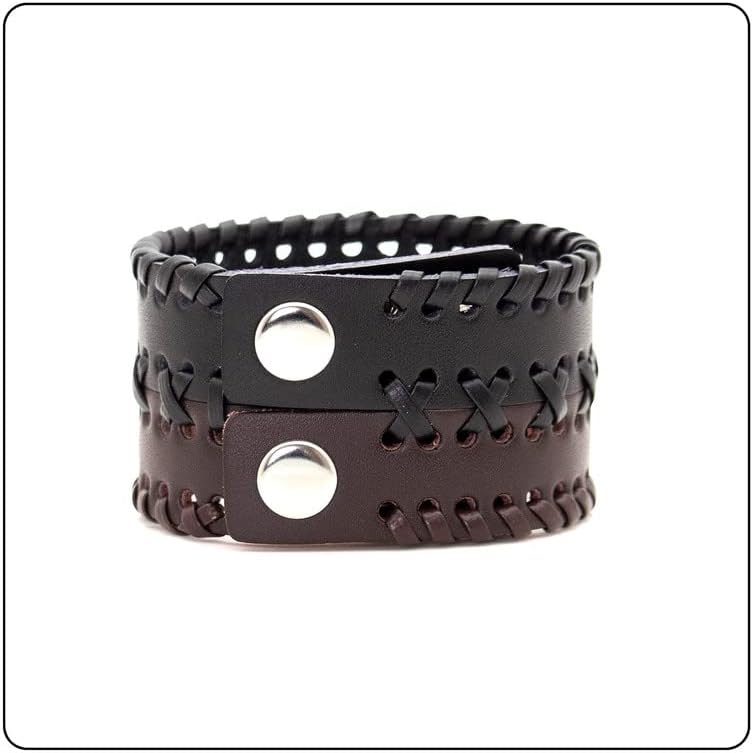 Punk Rock Wide Cuff Wristband Braided Leather Bracelet