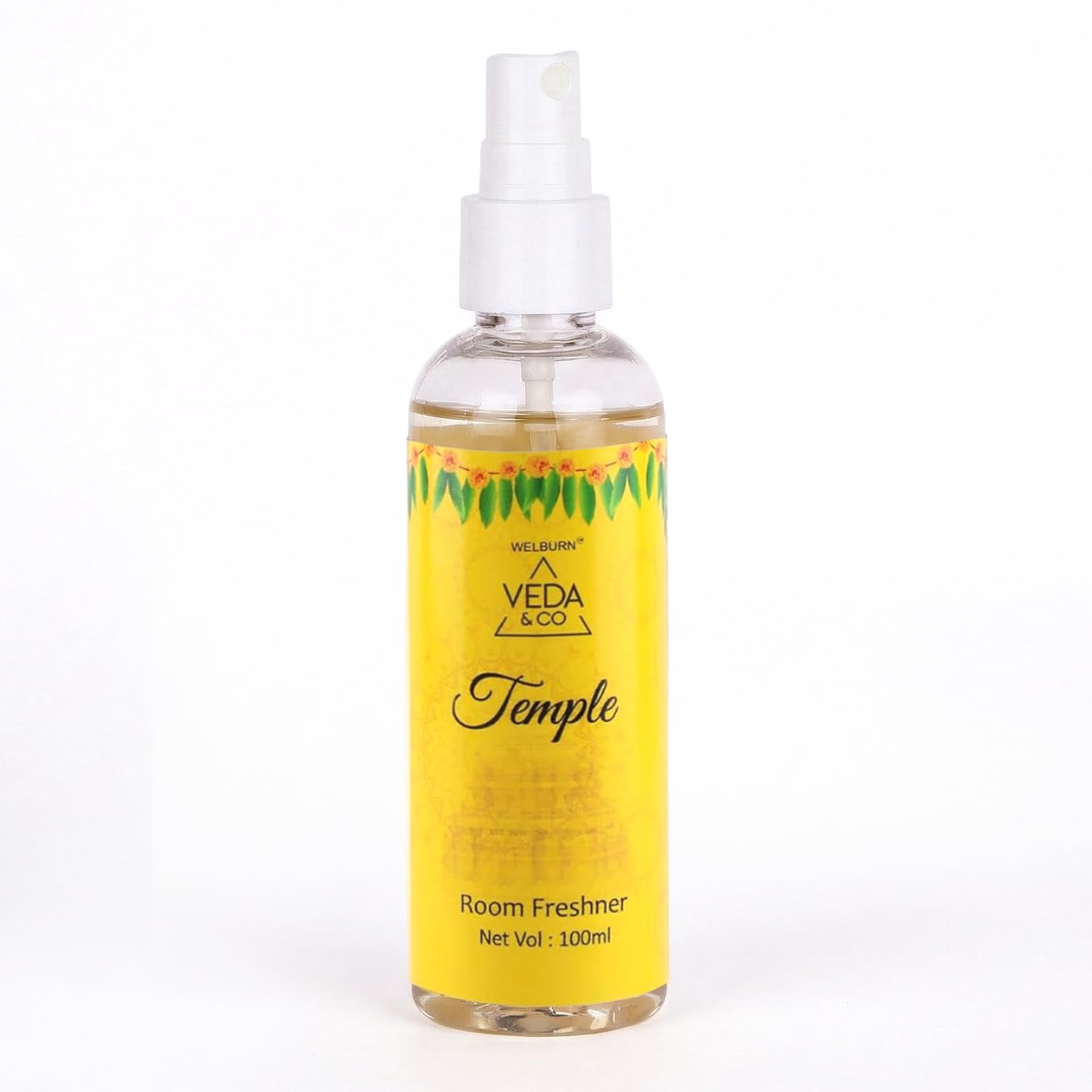 Welburn Veda&Co® Temple Fragrance Room Freshener 100ml | Long Lasting Spiritual Aroma Spray for Home, Office & Puja Room | Divine Puja Room & Home Fragrance