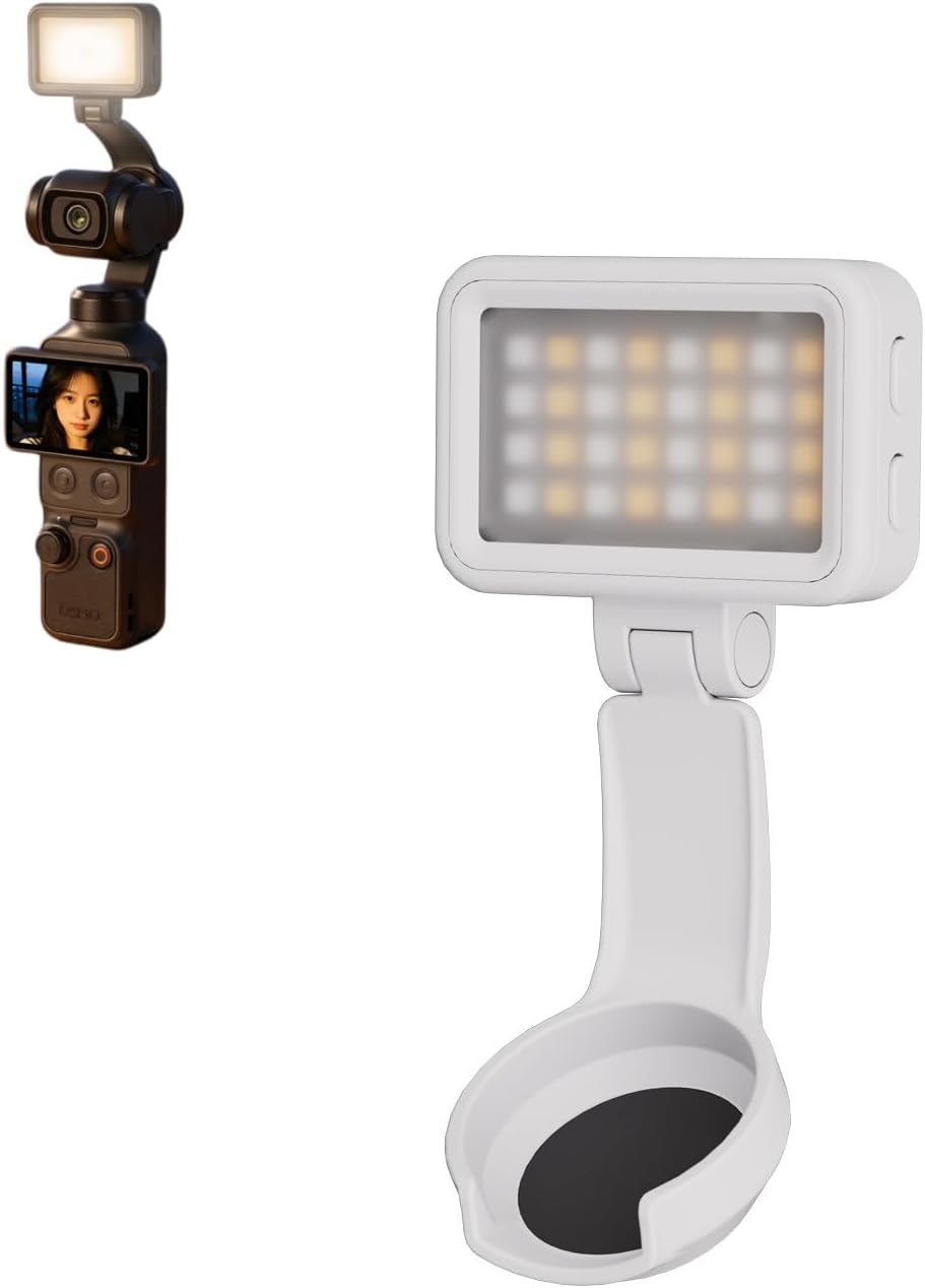 Magnetic Light Compatible with Pocket 4, Foldable 3-Color Soft Fill Light for Vlog Photography，White