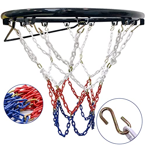 Metal Chain Basketball Net Replacement for Indoor or Outdoor, Heavy Duty Galvanized Steel Basketball Net Outdoor Hanging Basket