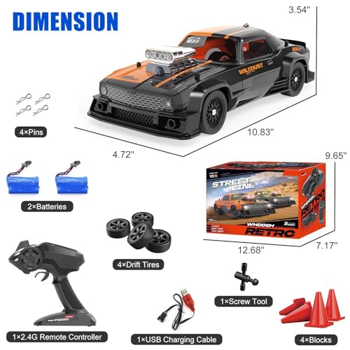 Image of 1 /16 RC Drift Car with Gyro Full Proportional 4WD 50KM /h High Speed Remote Control Cars, Drift Racing Vehicle with Lights and 2 Batteries, RTR RC Sport Race Cars for Adults and Kids Gift