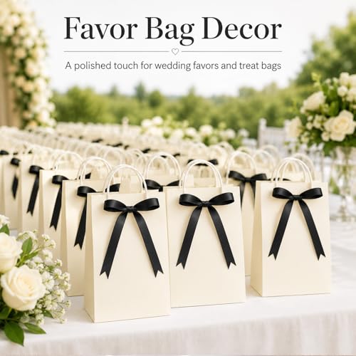 Bow Cake Toppers Black Ribbon Bows for Cake Black Bow Cupcake Toppers 30 PCS Bows Cake Decor for Birthday Bridal Weddings Baby Shower Party Decorations — view 4