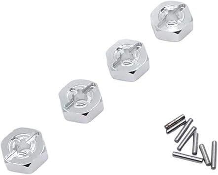 DYNWAVE RC Hex Wheel Hubs Drive Adapter Upgrade Part Easy to Install DIY Accessory RC Car Model Wheel Hex Adapter for 124017-16-18, Silver