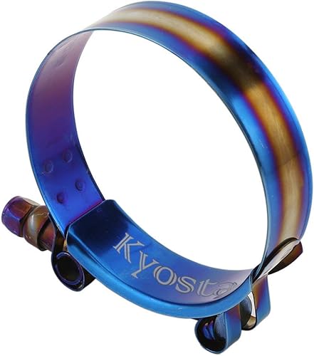 Miniatura 6 de Kyostar Abrazadera de manguera con perno en T de 2.5 pulgadas, ajustable, acero inoxidable, color azul titanio, diámetro de abrazadera para 2.5