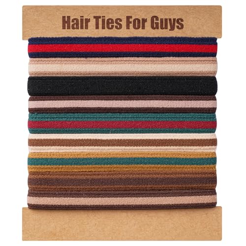 EasYoung Braided Mens Hair Ties For Men For Buns Curly Thick Dense Hair Elastic Hair Ties For Guys No damage No Crease Breakage 9 Count (Pack of 1)