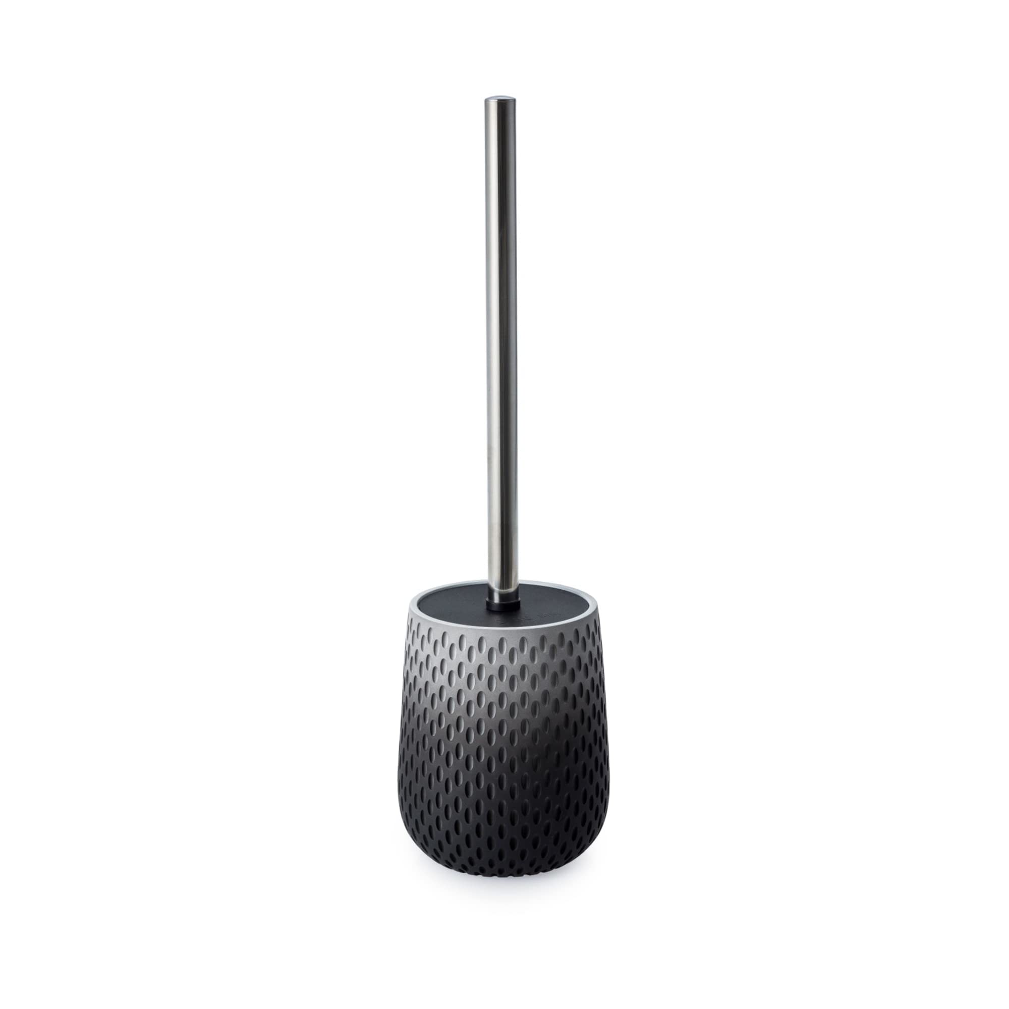 Blue Canyon Milano Black Toilet Brush for Bathroom, Flexible Toilet Bowl Plastic Brush Head with Silicone Bristles for Deep Cleaning, Compact Size, Elegant Design with Odour Free Holder