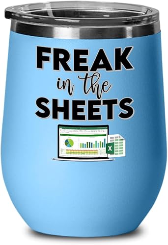 Miniatura 2 de Freak In The Sheets Excel Wine Tumbler for Accountant CPA Accounting Thank You Appreciation Ideas for Boss Coworker Office Humor 12 oz Powder Coated