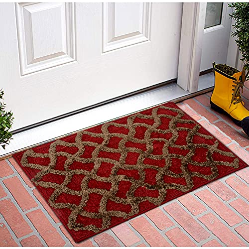 Image of Kuber Industries Washable, Non Slip Velvet Doormat for Indoor (Maroon)