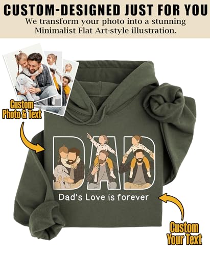 Custom Dad Hoodie Sweatshirt Shirt with Photo Text, Personalized Fathers Day Sweatshirt for Dad Custom Sweatshirts Men2