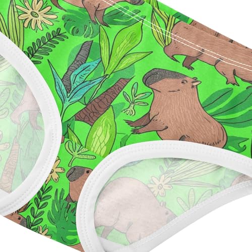 Joisal Cute Capybara Bush Plants Green Girl Panties Cute Toddler Girls Underwear Cotton Fun Print Kids Undies Briefs 2t4