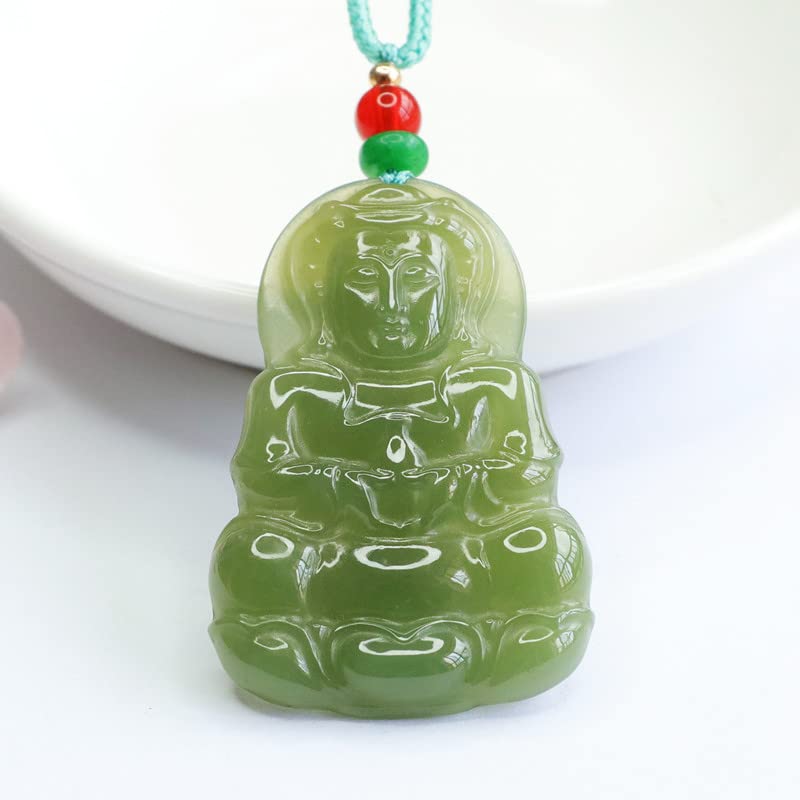Amazon.com: 和田玉湖水绿正装观音菩萨吊坠挂件珠宝2041904