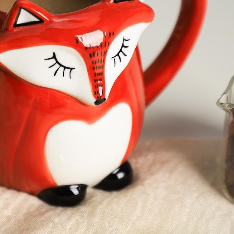 3d Ceramic Fox Relief Hand Painted Coffee Mug Milk Cup with Handle