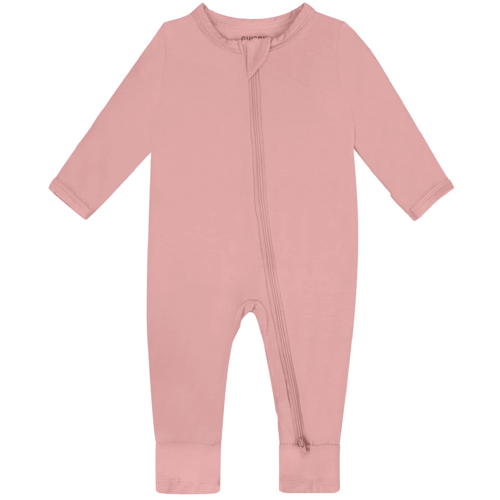GUISBY Baby Footless Rompers, Rayon Pajamas 2 Way Zipper with Long Sleeve Sleeper