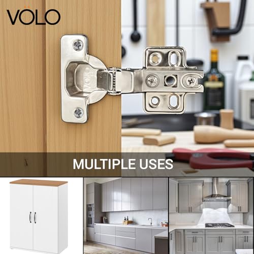 Image of VOLO Cabinet Hinges, Set of 1 (2 Pieces) for Furniture, Wardrobes, Doors, and Storage Units | (2D Normal (Mild Steel), 15 Crank | Inset)
