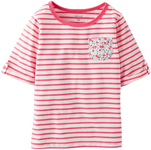 T-shirt rayé Carter's pour bébé fille de 9 mois couleur orange vibrant