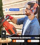 PROTEAR E6850 Bluetooth Ear Defender Wireless Headphones, Noise Cancelling Hearing Protector Safety Earmuffs, Rechargeable, Built-in Mic, for Lawn Mowing, Woodworking, Camo Orange(Foam Ear Pads) - Image 2