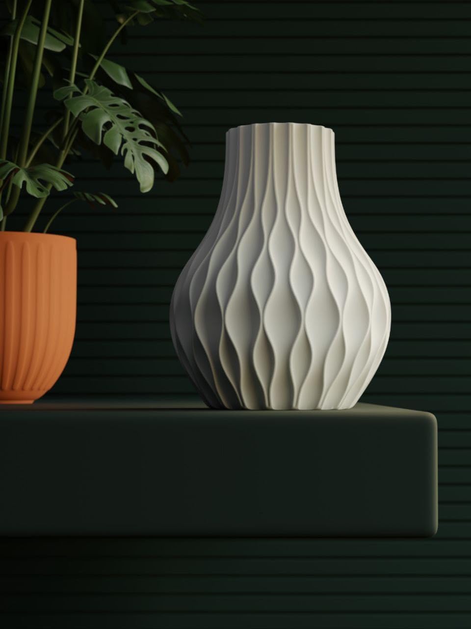 Leaf Creative Plastik Dekoratif Vazo, Dalgalı Desenli | Modern…