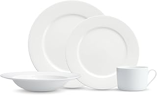 Classic Porcelain 16 Piece Dinnerware Set, Service for 4, White