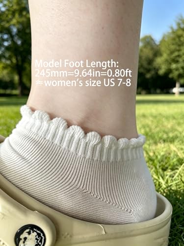 Image of No Show Socks Womens Low Cut Non Slip Ruffle Ankle Socks 6 Pairs