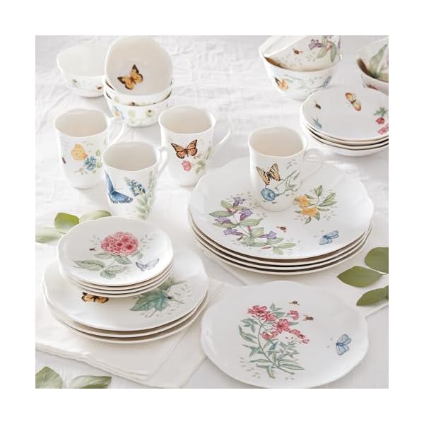 Lenox 865075 butterfly meadow 28 piece dinnerware set white  urban country home decor