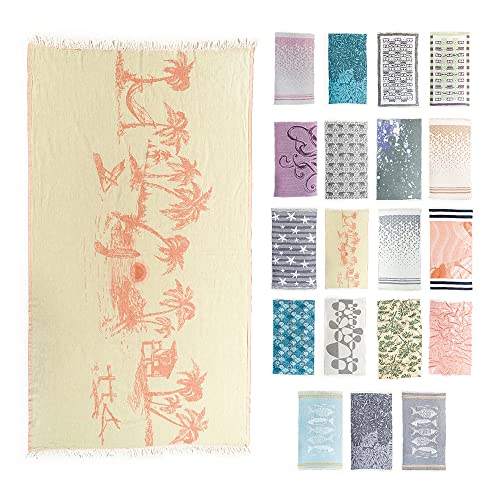 Hencely Beach Towels, 100% Cotton Soft Turkish Large Beach Towel 37 x 68 Inches for SPA, Beach, Pool, Gym and Bathroom (Tropical Life)