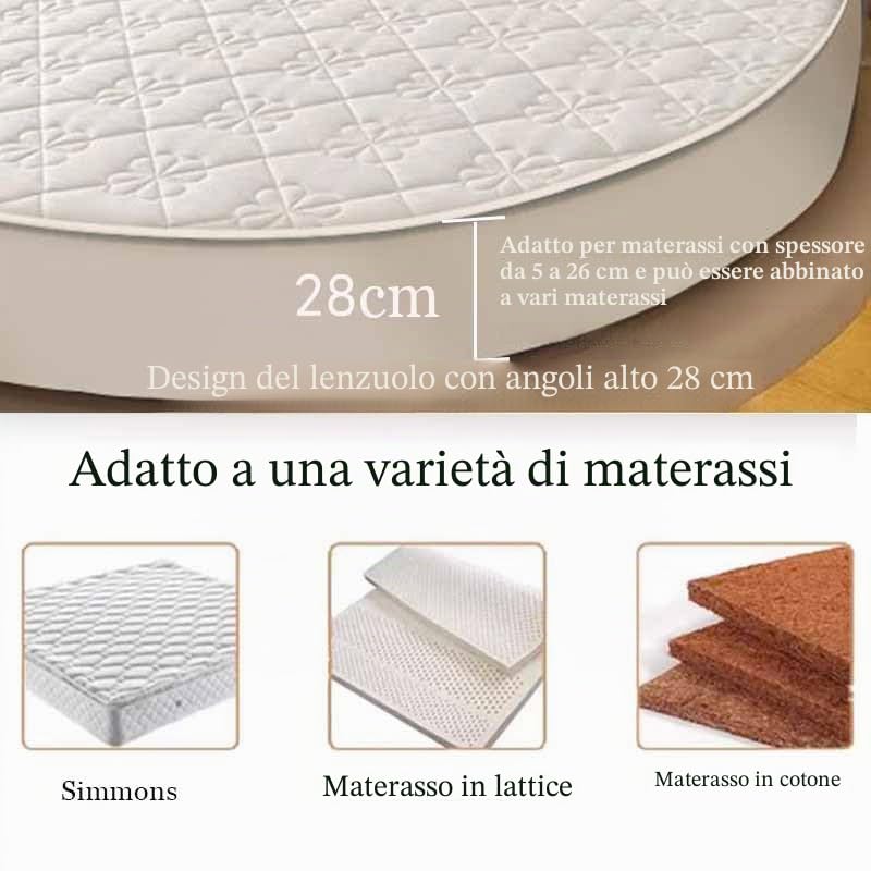 Generico Coprimaterasso Matrimoniale Impermeabile Rotondo Lenzuolo sotto Coprimaterasso Lenzuola Elasticizzati Tinta Unita Copri Materasso(01,Diameter220cm)