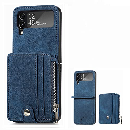 Housse de protection Samsung Z Flip 4 avec fentes pour cartes et étui bleu