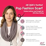 Pop Fashion Solid Color Hidden Zipper Pocket Scarf - Fashion Scarf for Women - All Seasons - Image 2