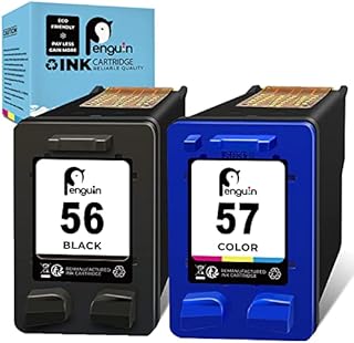 56 57 Penguin Remanufactured Printer Ink Cartridge Replacement for HP 56 57 XL for HP 1210 1215 1216 1315 1350 2105 2110 2175 2210 4212 4215 4255 5150 5550 7260 7350 7660 (1 Black,1 Colour) Combo Pack