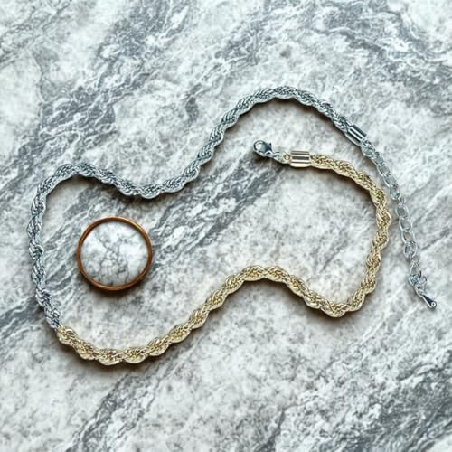 Collier corde torsadée bicolore, le cadeau idéal mixte et moderne en acier - 7