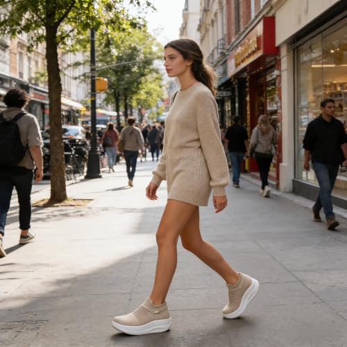 Image of Walking Shoes for Women Slip On Nurse Slip Resistant Work Sock Sneakers Food Service Platform Comfortable Weight Light