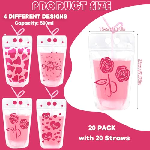 20 Pitillos y Bolsas para Bebidas Día de San Valentín miniatura 2