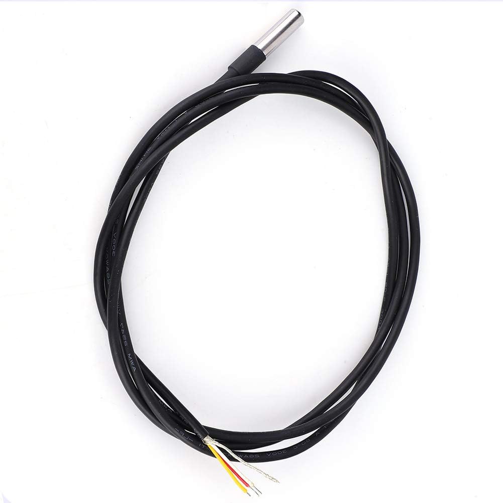 Five WanRomJun DS18B20 digital temperature sensors with coiled black cables and stainless steel probes.