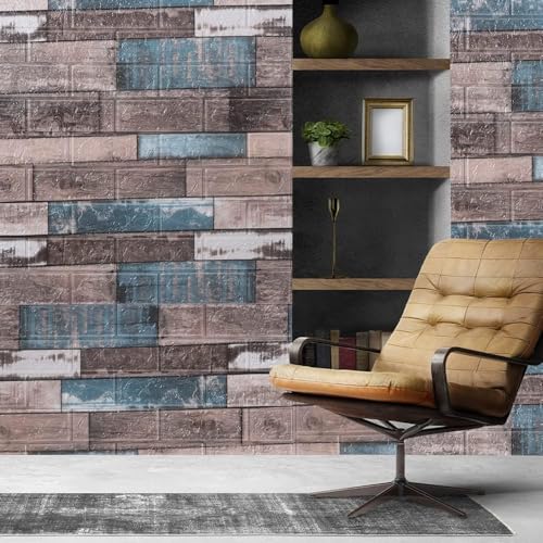Image of Barebeauty 3D Wall Panel Wallpaper, Self Adhesive PE Foam Brick Sticker, Waterproof Peel & Stick Wall Covering for Home, Bedroom & Living Room Decor, 70 x 77 cm (Pack of 30, 174 Sq. Ft. Approx)