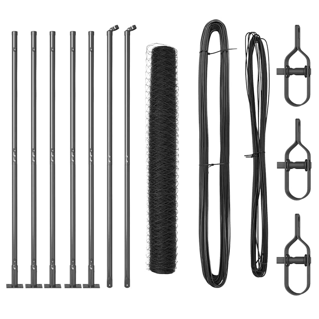 Fence Post Grey 10 x 1.2 m (36 mm mesh) Steel PVC Outdoor Garden Fence Kit Heavy Duty Corrosion Resistant Secure Boundary for Terrace Yard 100x3.2x120 cm