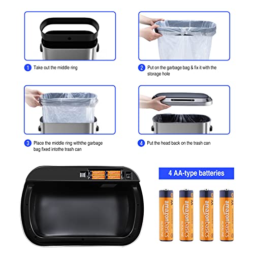 Bote de basura automático pouseayar 13 galones acero inox miniatura 5