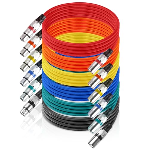 Pack de 6 cables XLR para micrófono de 2 m, cable DMX, cable de conexión de señal de micrófono DMX, cable de audio para micrófono, cable de audio de 3 pines XLR macho a hembra, cable de micrófono para
