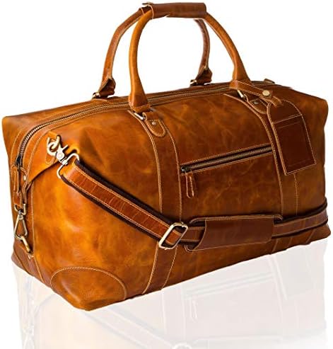 Viosi Genuine Leather Travel Duffel Bag | Oversized Weekend Luggage | Buffalo Leather Duffle Bag For Men / Women | Sports Gym Overnight Carry-On Bag | Great Gift Idea
