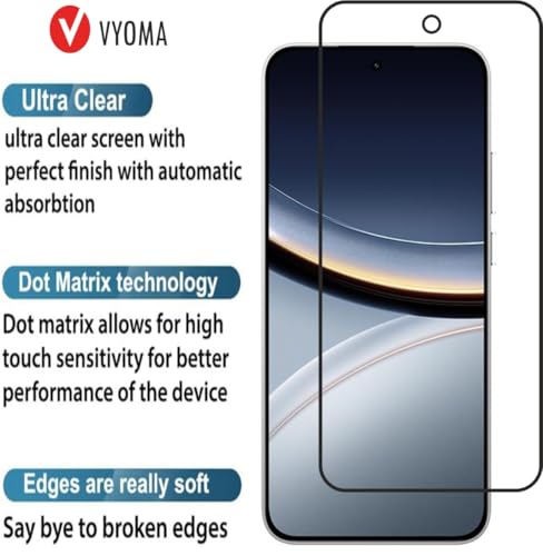 Image of VYOMA Military-Grade Gorilla Tempered Glass for Poco F7 (Black) | Edge to Edge Full Screen Coverage | Scratch Resistant | With Easy Installation Kit | Screen Protector for Smartphone | Bubble-Free | Ultra Clear HD Glass | Oleophobic Coating | High Clarity | 9H Hardness | Scratch Resistant | ShatterProof | ScreenGuard | Pack of 1